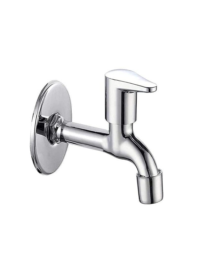 Cossimo Jazz Zinc Alloy Wall Mounted Long Body Bib Cock Tap with Wall Flange (Chrome Finish), Pack of 1 - Image 1